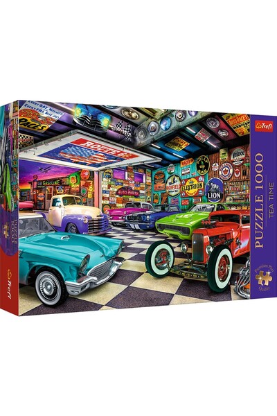 Trefl Puzzle TREFL 1000 PREMIUM PLUS TEA TIME PUZZLE CAR COLLECTOR'S GARAGE