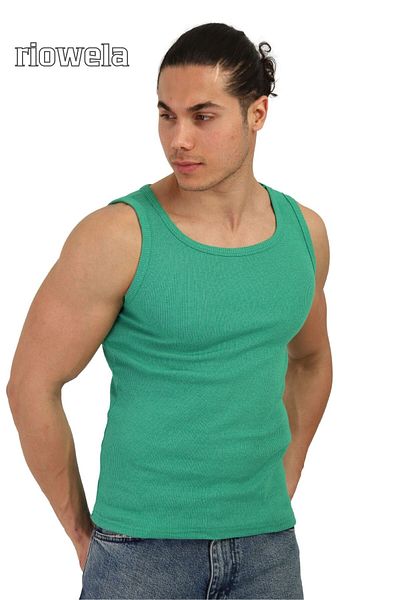 Riowela Men's Sports Singlet - Cotton Flexible Sports Cut Emerald Green