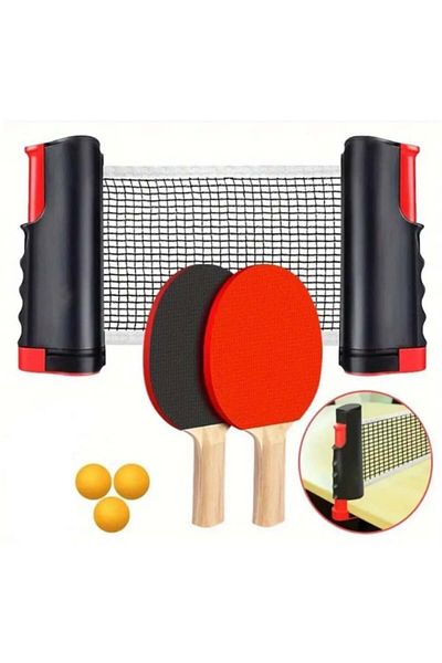 SyaMAG Set ping-pong, 2 palete, fileu retractabil, 3 mingi