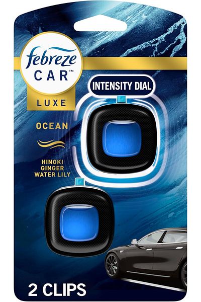 Febreze Car Ocean Scent Air Freshener Vent Clip, 0.7 oz, 2 Count