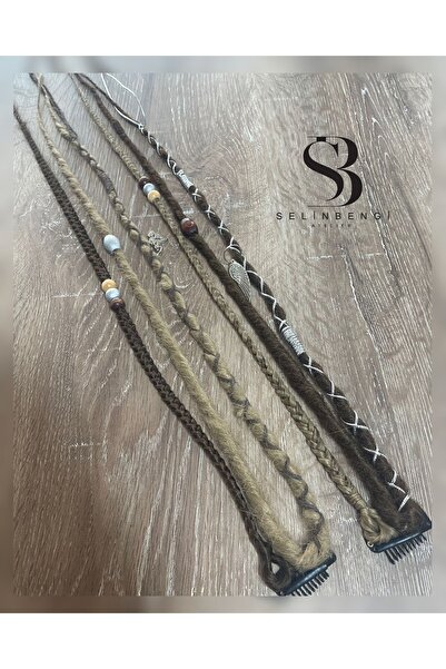 Selin Bengi 6 Lı Rasta Mix Afrika Örgü Çıt Çıt Toka - Koyu Kumral & Açık Küllü Kumral