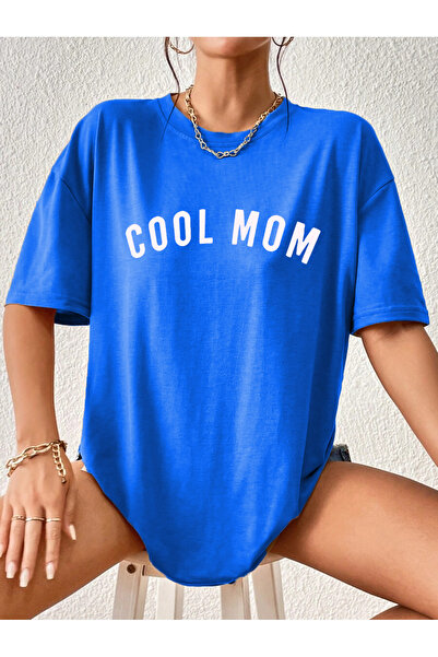 Renaissance Γυναικείο μπλουζάκι εγκυμοσύνης Cool Mom Printed Saks Blue