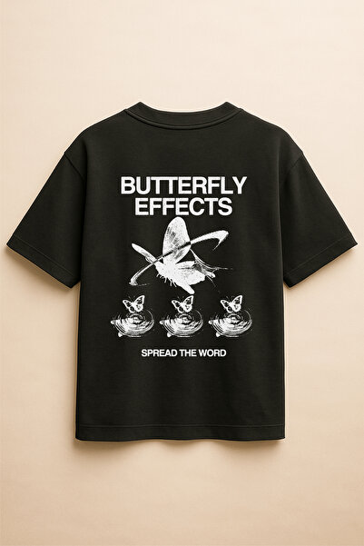 Altair Tr Black Color Oversize Butterfly Effects Butterfly Printed Unisex T-S...