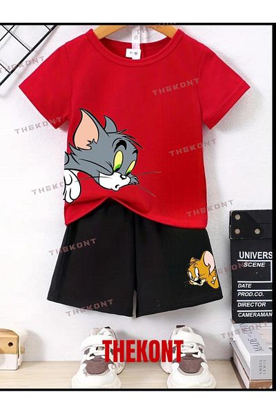 THEKONT Tom and Jery Child Shorts/Tshirt Set with Lower and Upper Print