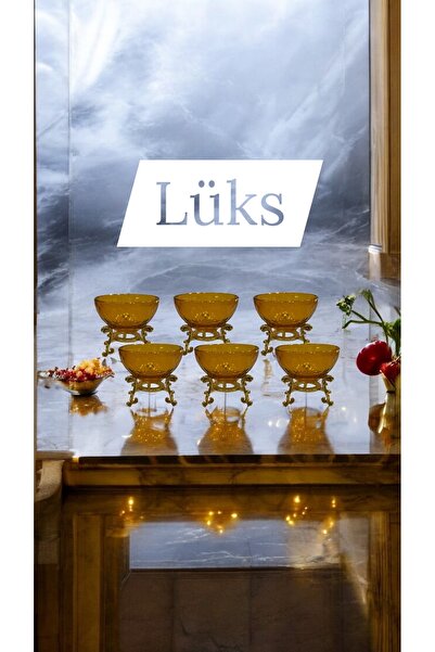 İthal 6 lı Lux Gold Ayaklı Mini Kase,Sosluk ,Çerezlik,Reçellik, Sunum,Şekerli...