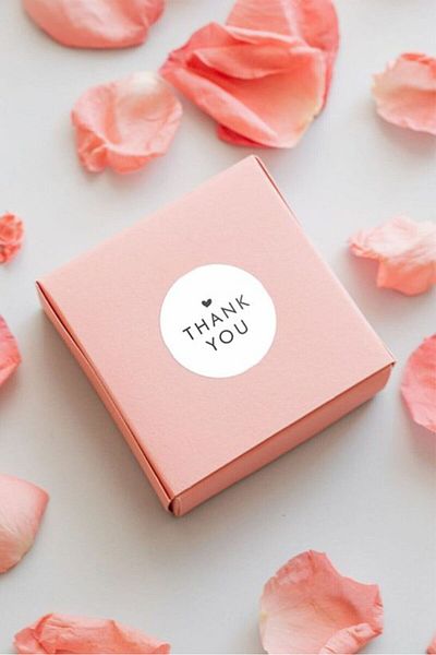 hediyenebak Thank You Round Sticker |   White Background |   4X4 cm 100 Pieces