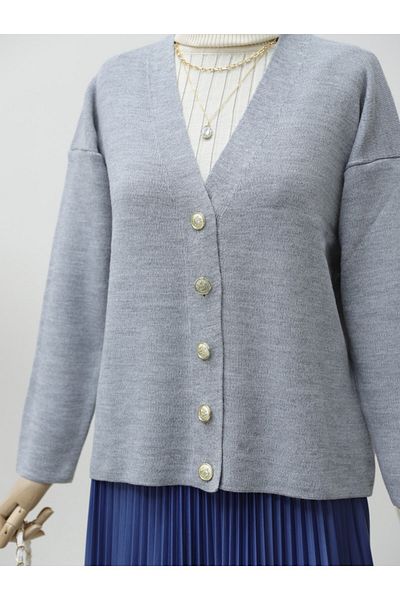 HİJABAYA Metal Buttoned Knitwear Cardigan