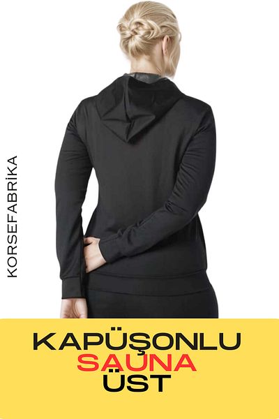 korsefabrika trend mood store Θερμικό μπλουζάκι σάουνας με κουκούλα και μακρυμάνικο φερμουάρ - Αδυνατιστικό