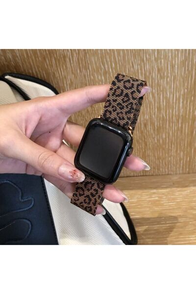 Nextron Watch 44-45-watch 10 46-49mm Uyumlu Leopar Desenli A Yüksek Kalite Metal Hasır Kordon