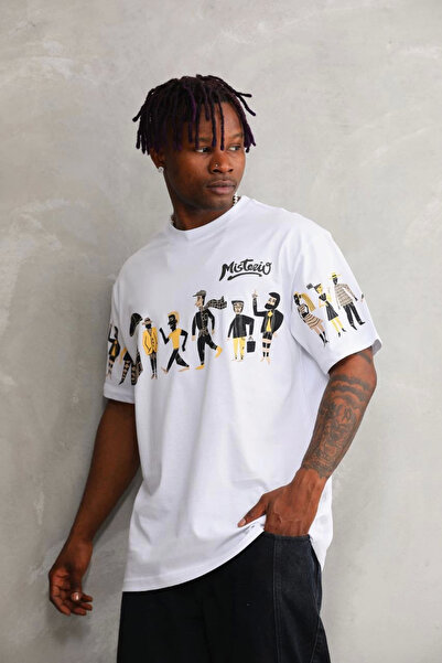 FREEDOM STOREE Μπλουζάκι με λαιμόκοψη ποδηλάτου με τύπωμα oversized - Λευκό -