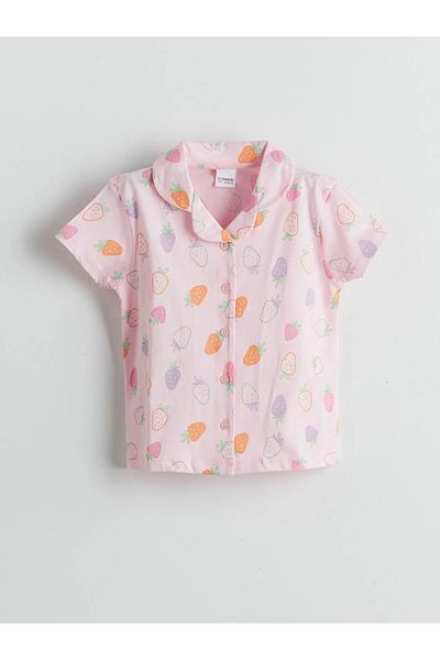 LC Waikiki Lcw Kids Pink Shirt Collar Girl's Shorts Pajama Set