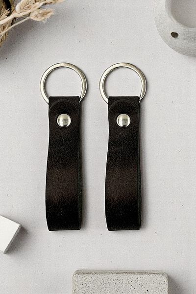pepuza Set of 2 Genuine Leather Root Series Keychain Anthracite