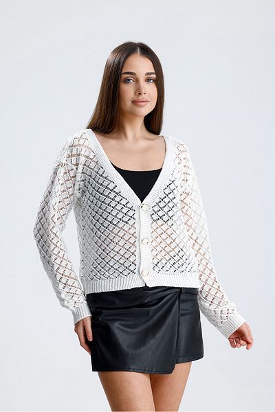 glztriko Women's Openwork Seasonal Buttoned Cotton Blouse Knitwear Cardigan Glz035