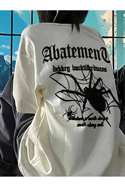 targa lina Μπλουζάκι με μοτίβο από ιστό αράχνη με στάμπα Oversize Crew Neck -...