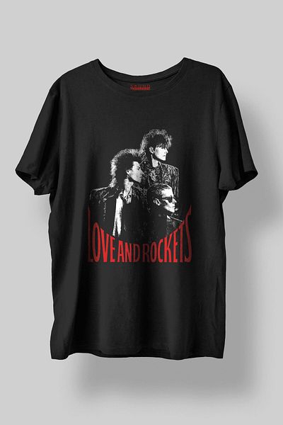 Sound Gorgeous Love and Rockets Music Printed Regular Fit Unisex Black T-Shirt 100% Cotton No:0216