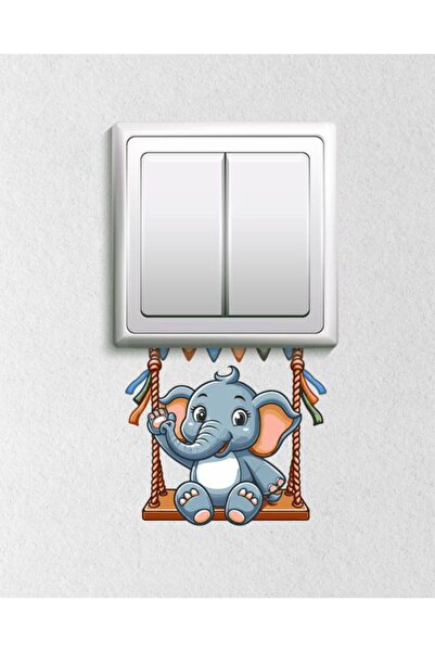 hediyenebak ملصق مقبس ديكور على شكل فيل لطيف على أرجوحة مقاس 12 × 10 سم