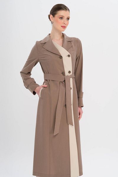 Olcay Garni Detailed Double Breasted Unlined Modal Trench Coat A.Brown 6734