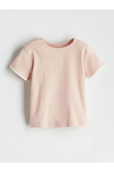 LC Waikiki Lcw Baby Pink Crew Neck Basic Baby Girl Shorts Pajama Set
