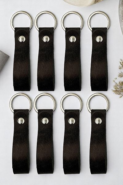 pepuza 8-Piece Genuine Leather Root Series Keychain Anthracite