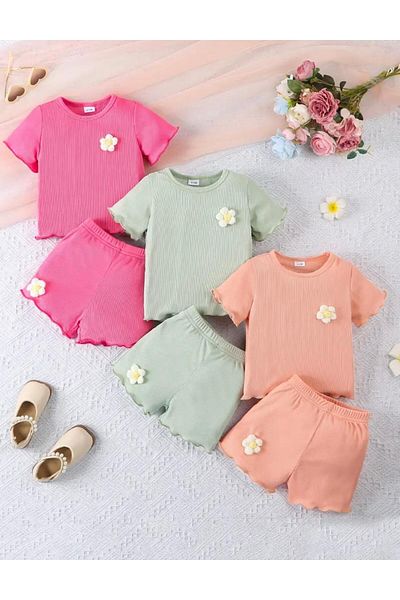 eymwes Baby Girl Kids Summer Shorts Tshirt Set