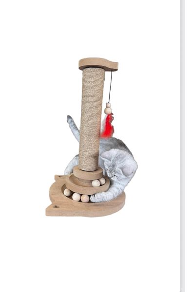 pethomealpi Cat Toy with Cat Scratch and Wooden Balls 41 cm