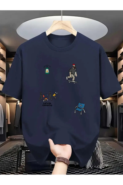 MANCY Унисекс плюс размер минималистична принт тениска от 100% памук