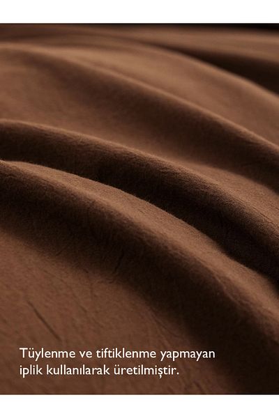 CAQQA 63 Thread 100% Cotton Double Brown Duvet Cover Set