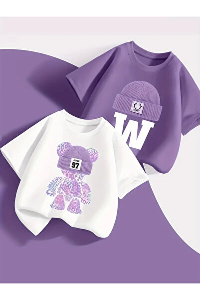 MANCY Παιδικό Σετ με στάμπα 2 βαμβακερά μπλουζάκια Oversize