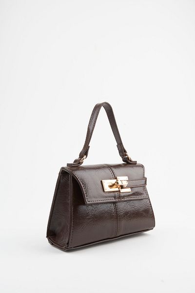 Vivaq Women's Narcissus Bitter Brown Design Lock Snap Closure Faux Leather Lined Handbag and Shoulder Bag