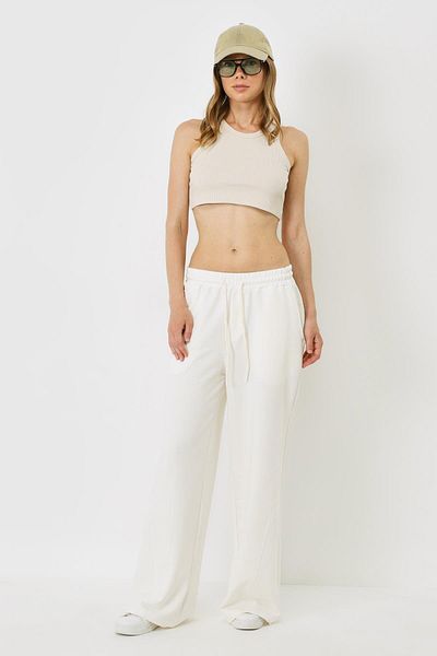 C&City Beige Colored Women's Mini Crop Undershirt - Halter Neck, Stretchy Ribbed 924