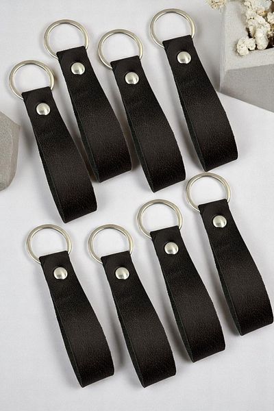 pepuza 8-Piece Genuine Leather Root Series Keychain Anthracite