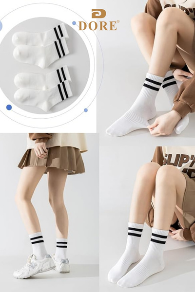 Dore Γνήσιες αθλητικές κάλτσες Unisex 3 ζευγαριών Premium που απορροφούν τον ιδρώτα που αναπνέουν βαμβακερές μακριές αθλητικές κάλτσες Tennis College