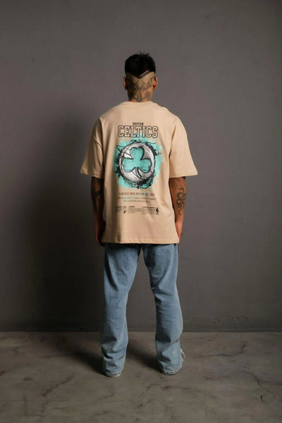 FREEDOM STOREE Μπλουζάκι Velmora Sırt με τύπωμα - Μπεζ -