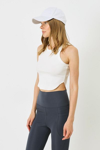 C&City Ecru Women's Crop Tank Top - Oval Corded Strap 920