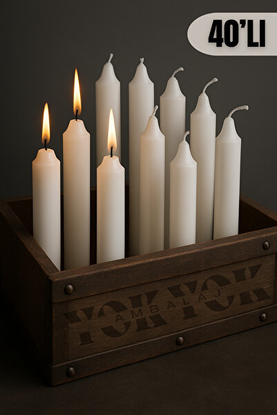 YOK YOK AMBALAJ 40’lı Bakkal Mumu 10 cm Beyaz Kokusuz Dilek Mumu (Ortalama 4 ...