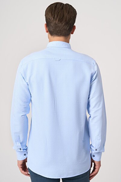 White Stone WHİTE STONE 2025-Y G2533 GOFRE GÖMLEK MAVİ