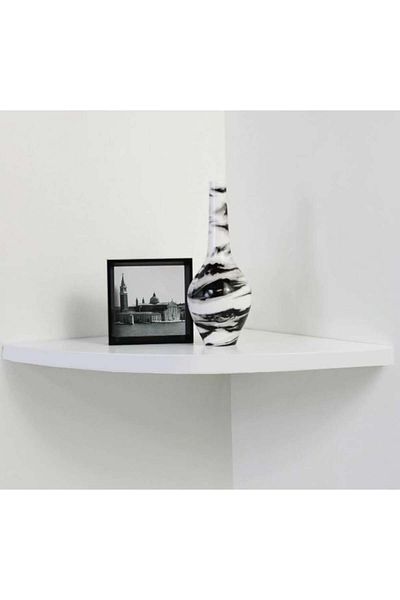 SyaMAG Corner Shelf with Hidden Fixing Support, White MDF, 25x25 cm