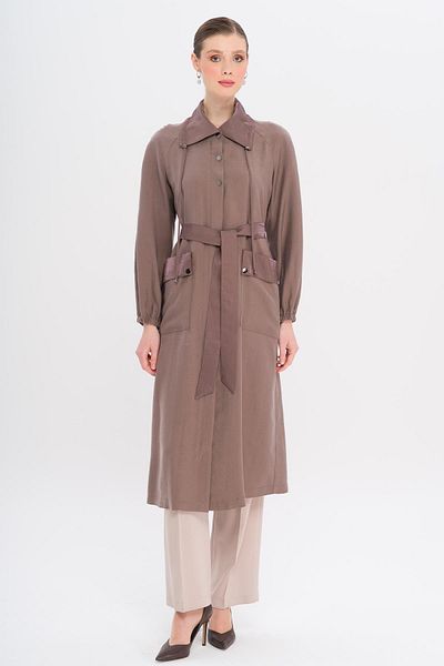 Olcay Shirt Collar Bag Pocket Unlined Modal Cap Brown 6736