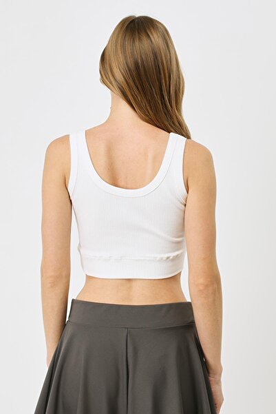 C&City Flexible Corded Women's Crop Tank Top - Strappy, Ecru 926