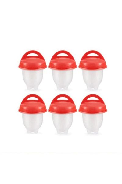 FOXMAG24 set of 6 silicone egg cookers, practical, white/red