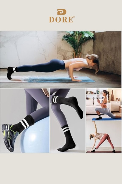 Dore Original Unisex 3 Pairs Premium Sports Sweat-Absorbing Breathable Cotton Long Conch Tennis College Sports Socks