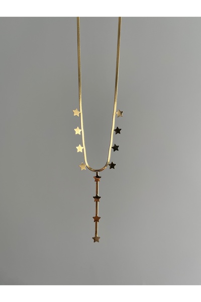 Alya Jewelry الصلب الذهب نجمة Y قلادة