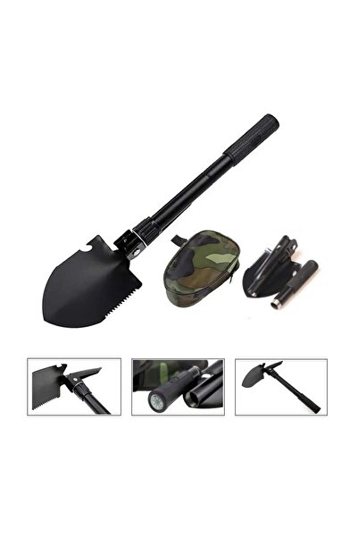 Vi Caro Portatif Çantalı Pusulalı Katlanabilir Çok Amaçlı Kazma Kürek Kamp Ba...