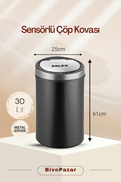 Palex Sensörlü Çöp Kovası 30 Lt Siyah