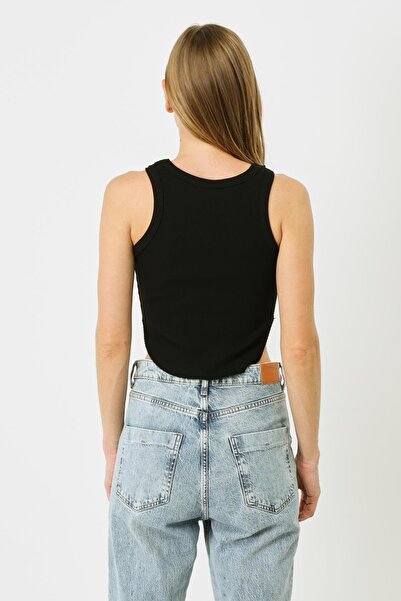 C&City Black Women's Crop Tank Top - Oval Corded Strap 920