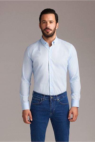 Kiğılı Cămașă din bumbac fără călcat, cu mânecă lungă, slim fit