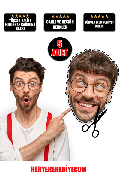heryerehediye Doğum Günü Partisi Kalın Parlak Karton Yüz Maskesi 5 Adet (LASTİKLİ KULLANIMA HAZIR)