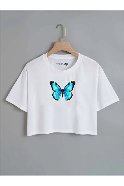 MANCY Tricou cu mânecă scurtă cu imprimeu fluture pentru copii, 100% bumbac