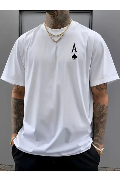 MANCY Unisex Spades as Printed Oversize 100% Cotton T-Shirt