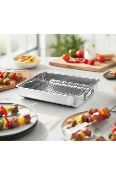SyaMAG Stainless steel grill tray, for oven, 40x32x7 cm